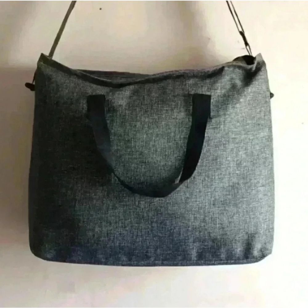 Gray Tote Bag with Black Handles